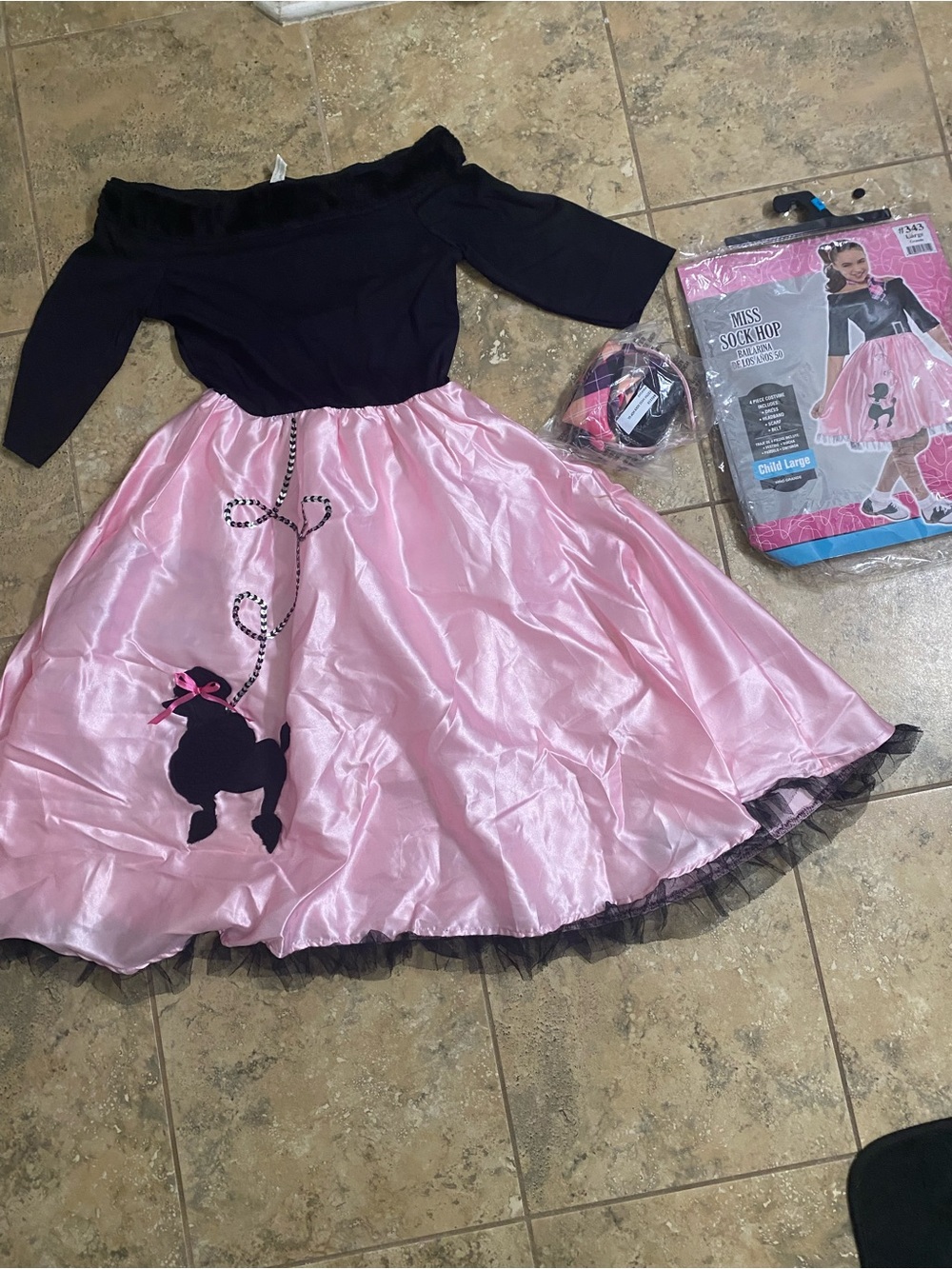 Amscan Miss Sock Hop Girl's Poodle Halloween Dress 50s Retro Costume Size L New - Picture 4 of 12